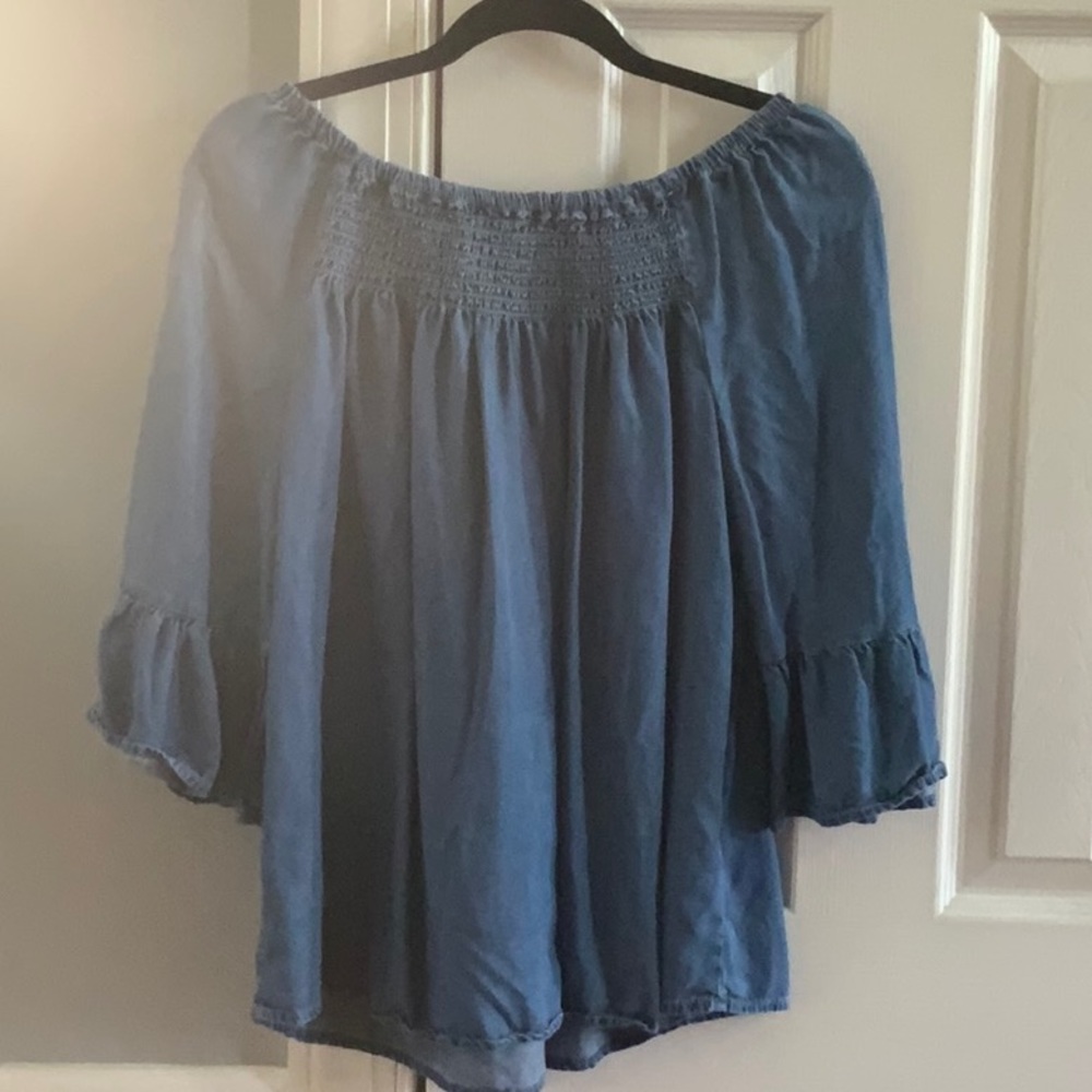 Faux denim blouse from beachlunclounge